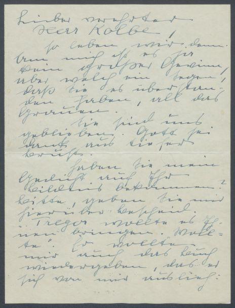 Brief von Annie Hensler-Möring an Georg Kolbe