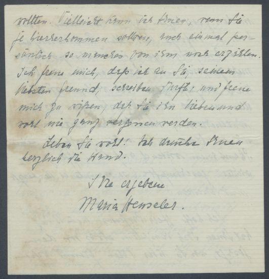 Briefe von Maria Henseler an Georg Kolbe
