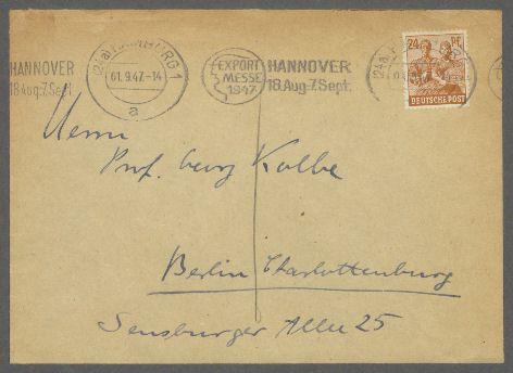 Briefe von Marlice Hinz Hasselmann und Hans Hasselmann an Georg Kolbe
