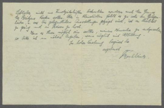 Brief von Artur Hochheimer an Georg Kolbe