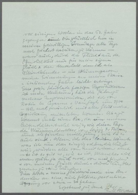 Brief von Wil Howard an Georg Kolbe