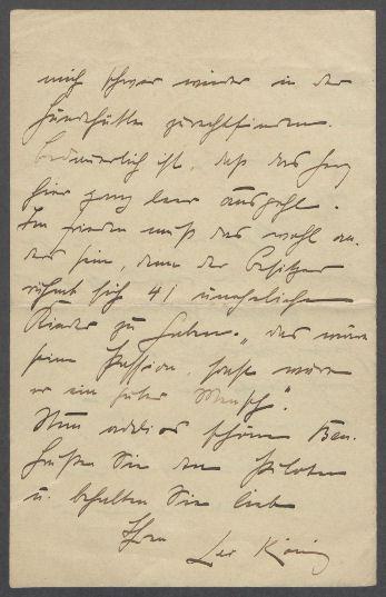 Brief von Leo von König an Benjamine Kolbe
