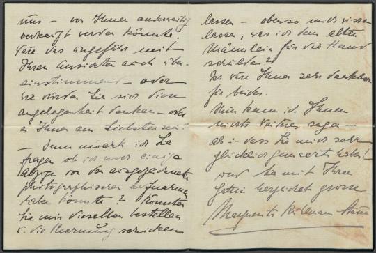 Brief von Margarethe von Kühlmann an Georg Kolbe