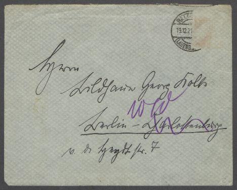 Brief von Auguste Beer an Georg Kolbe