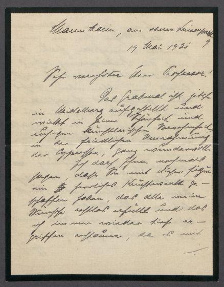 Brief von Hermann Albert Marx an Georg Kolbe