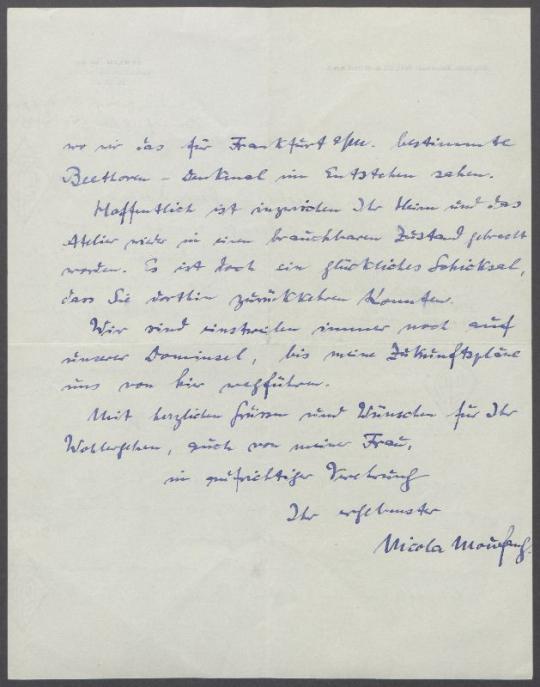 Briefe von Nicola Moufang an Georg Kolbe