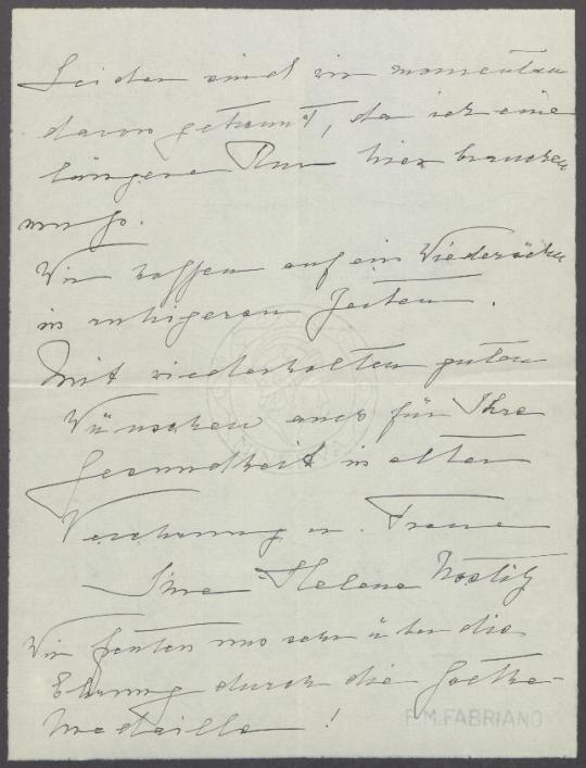 Brief von Helene von Nostitz an Georg Kolbe