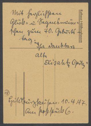 Briefe von Elisabeth Opitz an Georg Kolbe