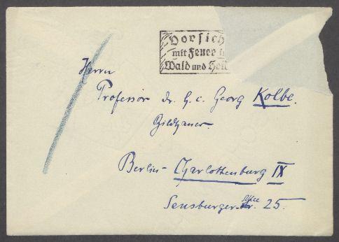 Briefe von Walter Pieper an Georg Kolbe