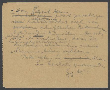 Brief von Wilhelm Pinder an Georg Kolbe