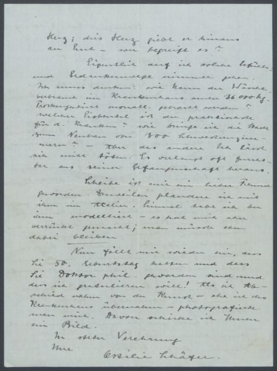 Briefe von Ottilie Schäfer an Georg Kolbe