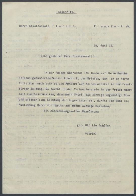 Briefe von Ottilie Schäfer an Georg Kolbe