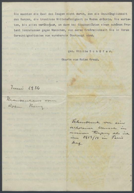 Briefe von Ottilie Schäfer an Georg Kolbe