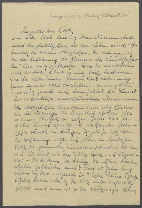 Briefe von Charlotte Schellert-Gerstenberger an Georg Kolbe