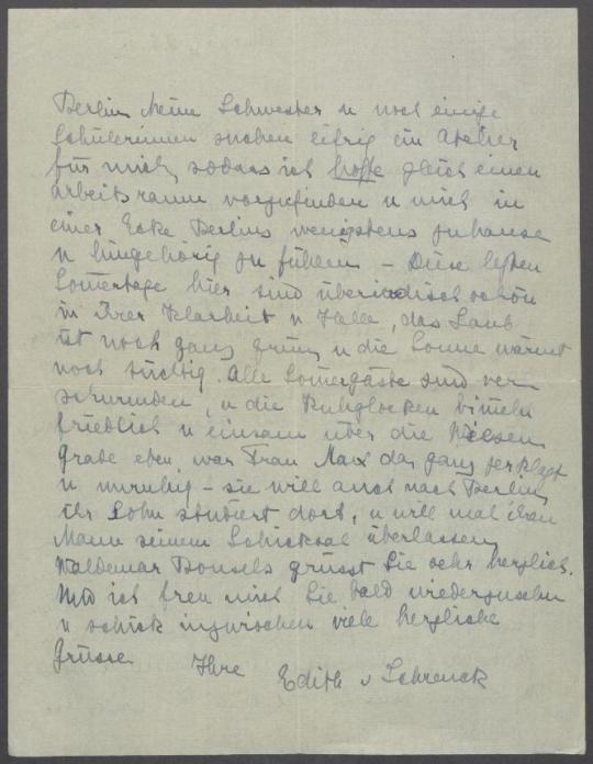 Briefe von Edith von Schrenck an Georg Kolbe