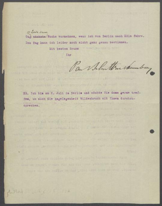 Briefe von Paul Schultze-Naumburg und von Saalecker Werkstätten G.m.b.H. an Georg Kolbe
