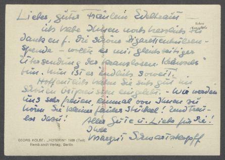 Brief von Margrit Schwartzkopff an Edeltraut Kranz
