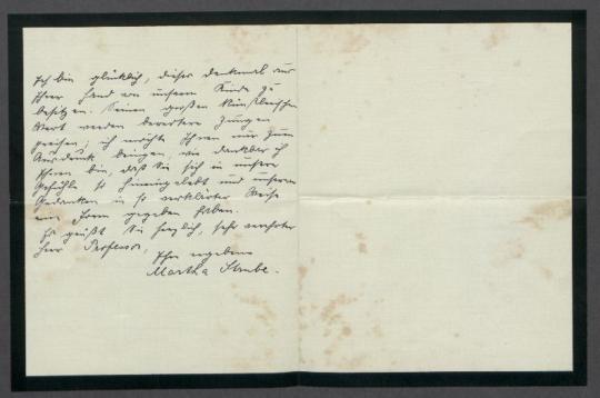 Brief von Martha Strube an Georg Kolbe