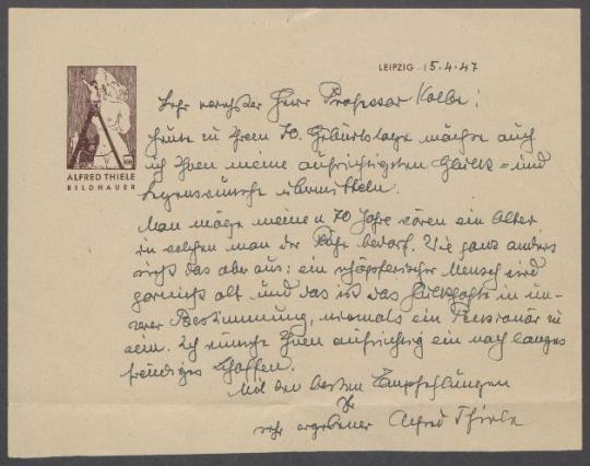 Briefe von Alfred Thiele an Georg Kolbe