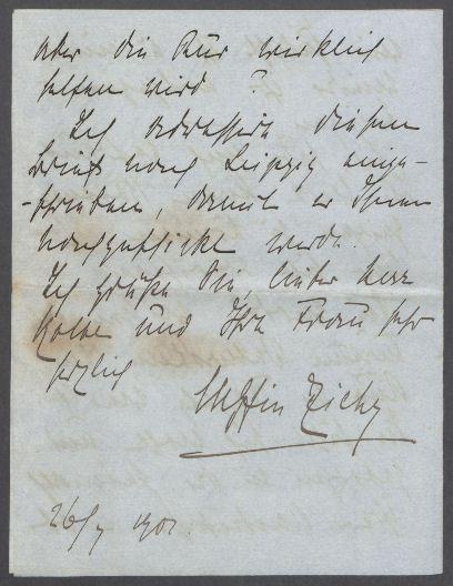 Brief von Marie Zichy an Georg Kolbe