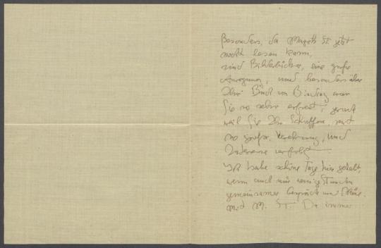 Brief von Lorenz Zilken und Margreth Stück an Georg Kolbe