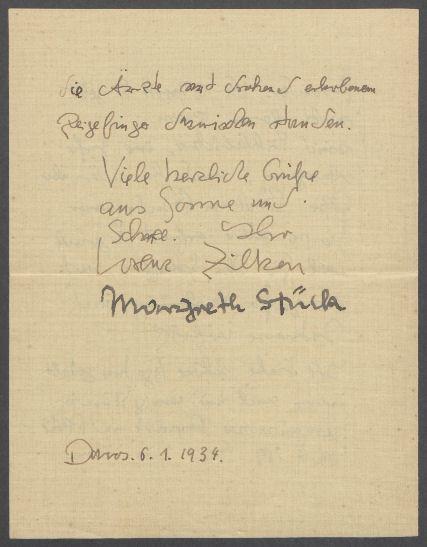 Brief von Lorenz Zilken und Margreth Stück an Georg Kolbe