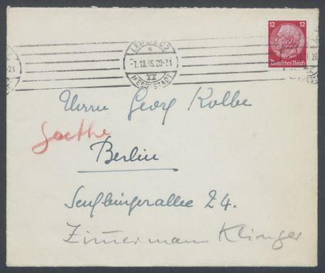 Briefe von Désirée Zimmermann-Klinger an Georg Kolbe