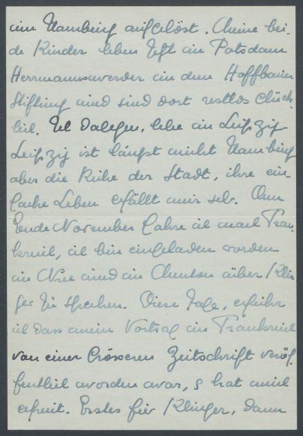 Briefe von Désirée Zimmermann-Klinger an Georg Kolbe