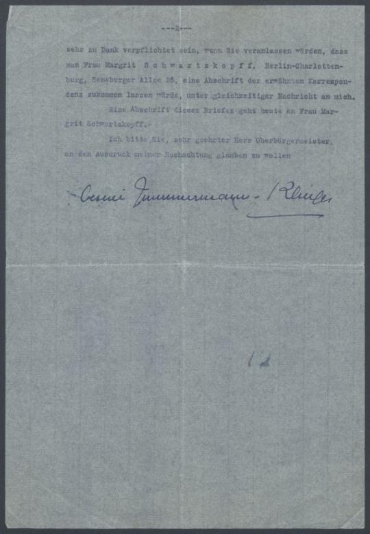Briefe von Désirée Zimmermann-Klinger an Georg Kolbe