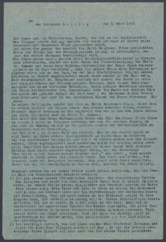 Briefe von Désirée Zimmermann-Klinger an Georg Kolbe