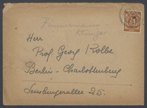 Briefe von Désirée Zimmermann-Klinger an Georg Kolbe