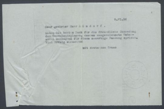 Briefwechsel zwischen Robert Zündorf und Georg Kolbe