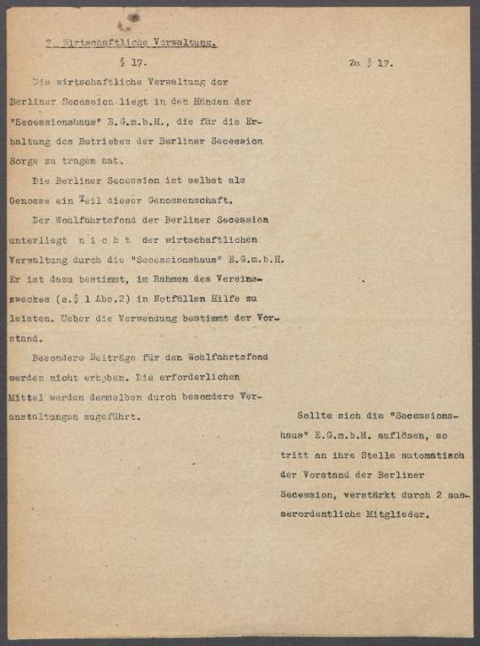 Satzungen der Berliner Secession E.V.