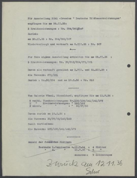 Briefwechsel zwischen Buchhandlung Karl Buchholz und Georg Kolbe
