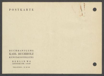 Briefwechsel zwischen Buchhandlung Karl Buchholz und Georg Kolbe
