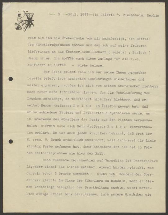 Briefwechsel zwischen O. Felsing und Galerie Flechtheim