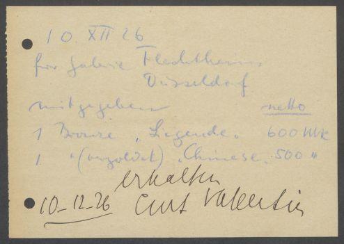 Briefwechsel zwischen Galerie Alfred Flechtheim [Berlin, Düsseldorf] und Georg Kolbe