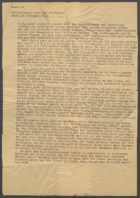 Briefwechsel zwischen Kulturbund zur Demokratischen Erneuerung Deutschlands [Berlin] und Georg Kolbe