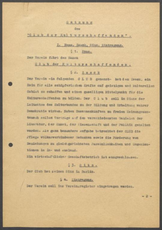 Briefwechsel zwischen Kulturbund zur Demokratischen Erneuerung Deutschlands [Berlin] und Georg Kolbe