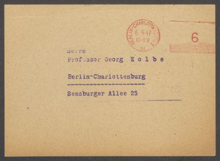 Briefwechsel zwischen Kulturbund zur Demokratischen Erneuerung Deutschlands [Berlin] und Georg Kolbe