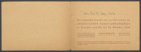 Briefwechsel zwischen Kulturbund zur Demokratischen Erneuerung Deutschlands [Berlin] und Georg Kolbe