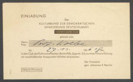 Briefwechsel zwischen Kulturbund zur Demokratischen Erneuerung Deutschlands [Berlin] und Georg Kolbe