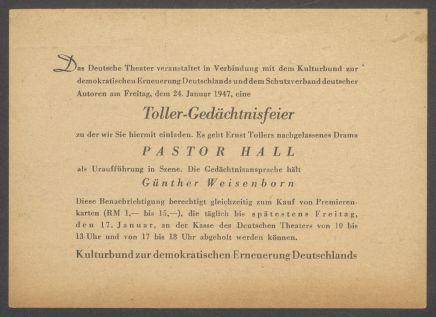 Briefwechsel zwischen Kulturbund zur Demokratischen Erneuerung Deutschlands [Berlin] und Georg Kolbe