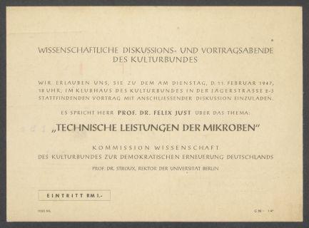 Briefwechsel zwischen Kulturbund zur Demokratischen Erneuerung Deutschlands [Berlin] und Georg Kolbe