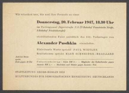 Briefwechsel zwischen Kulturbund zur Demokratischen Erneuerung Deutschlands [Berlin] und Georg Kolbe