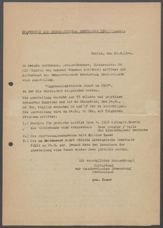 Briefwechsel zwischen Johannes R. Becher, Klaus Gysi und Georg Kolbe