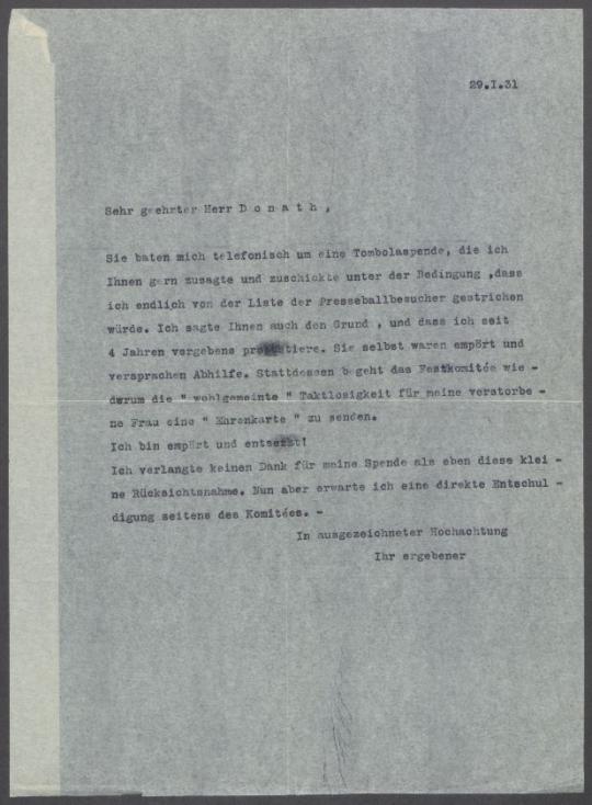 Briefwechsel zwischen Adolph Donath [Reichsverband Bildender Künstler Deutschlands] und Georg Kolbe