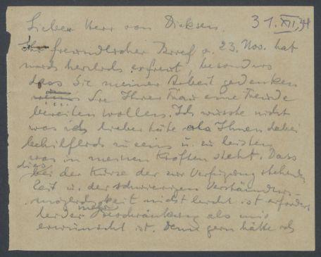Brief von Georg Kolbe an Herbert von Dirksen