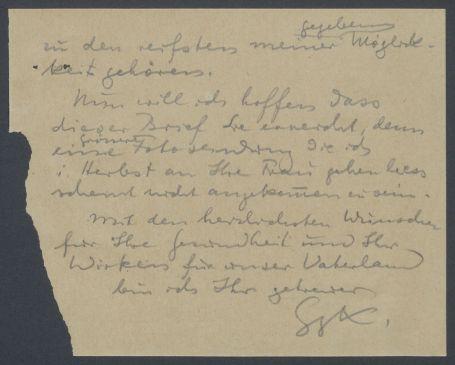 Brief von Georg Kolbe an Herbert von Dirksen