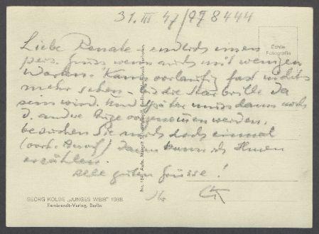 Briefe von Georg Kolbe an Renate Lang